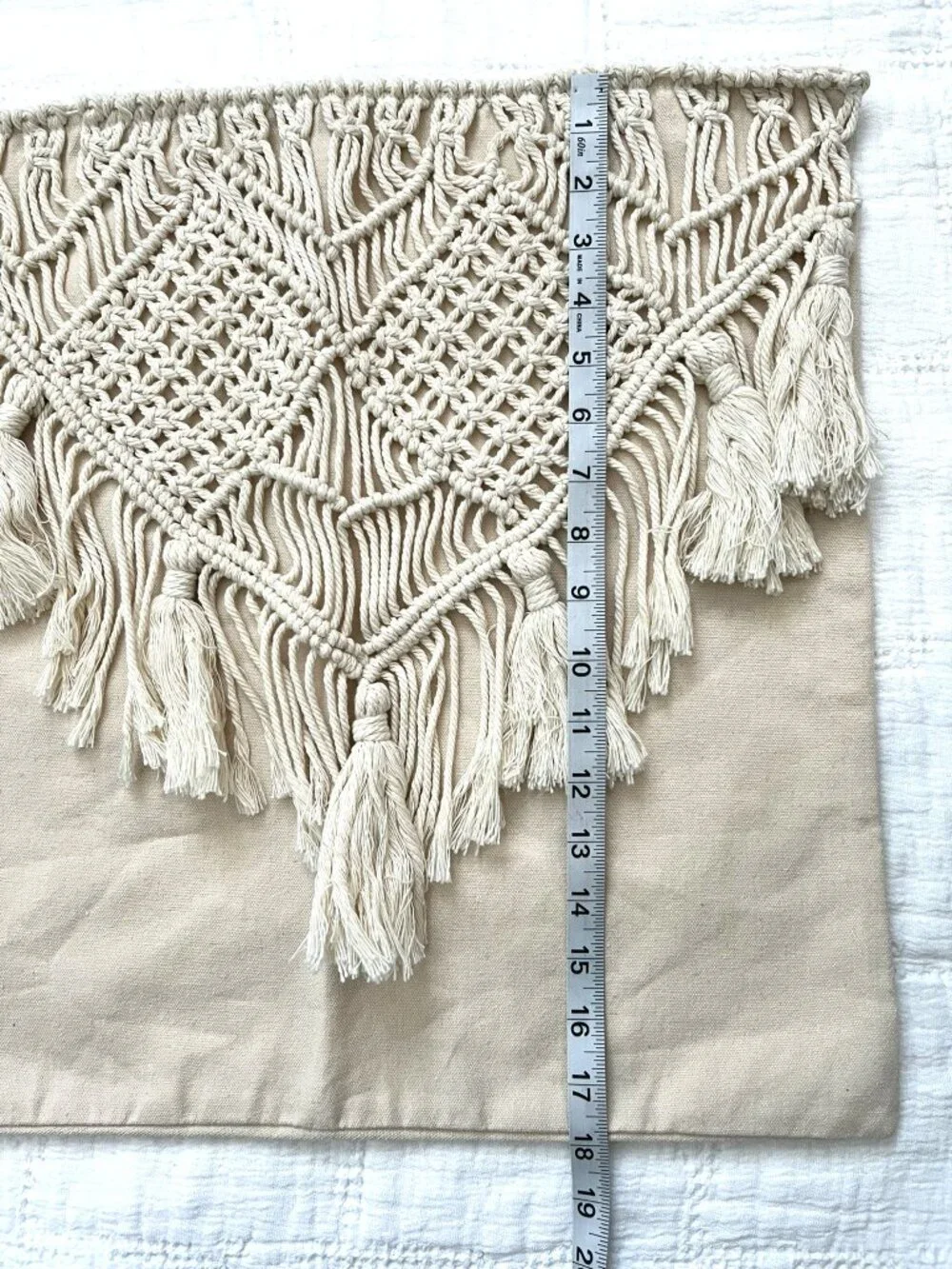 Boho Throw Pillow Cover Set Neutral Macrame Woven Tassel Decorative 18 x 18